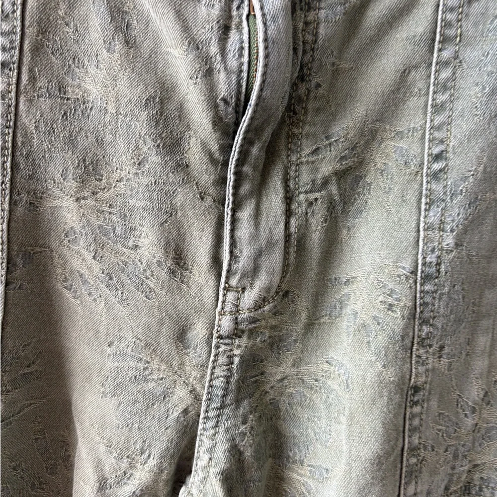 Anthropologie The Wanderer Pants‎ Size 31 Sage Green Jacquard Palm Tree Print